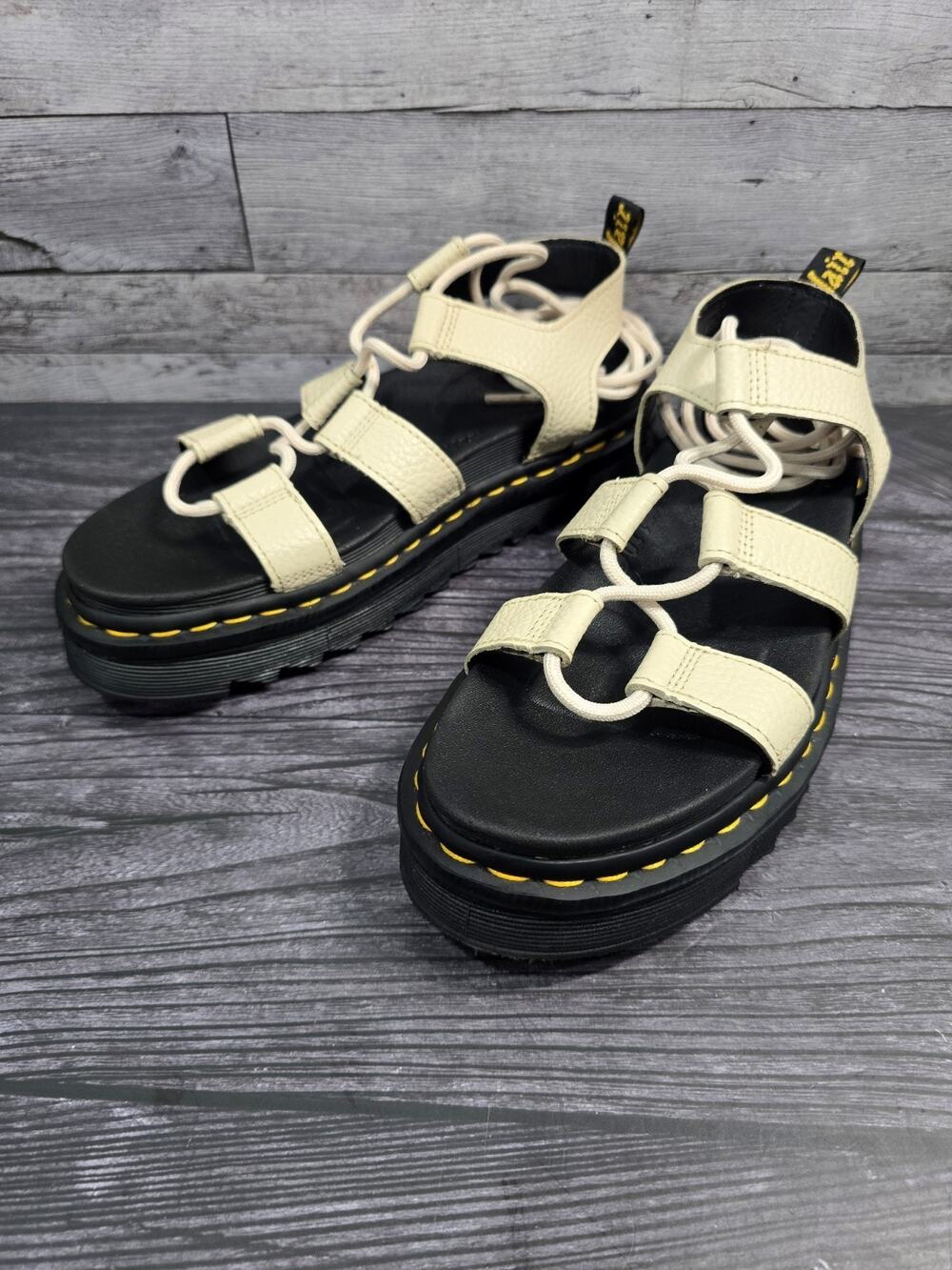 Dr. Martens Nartilla Gladiator Sandal Parchment Beige Leather US Women's Size 9